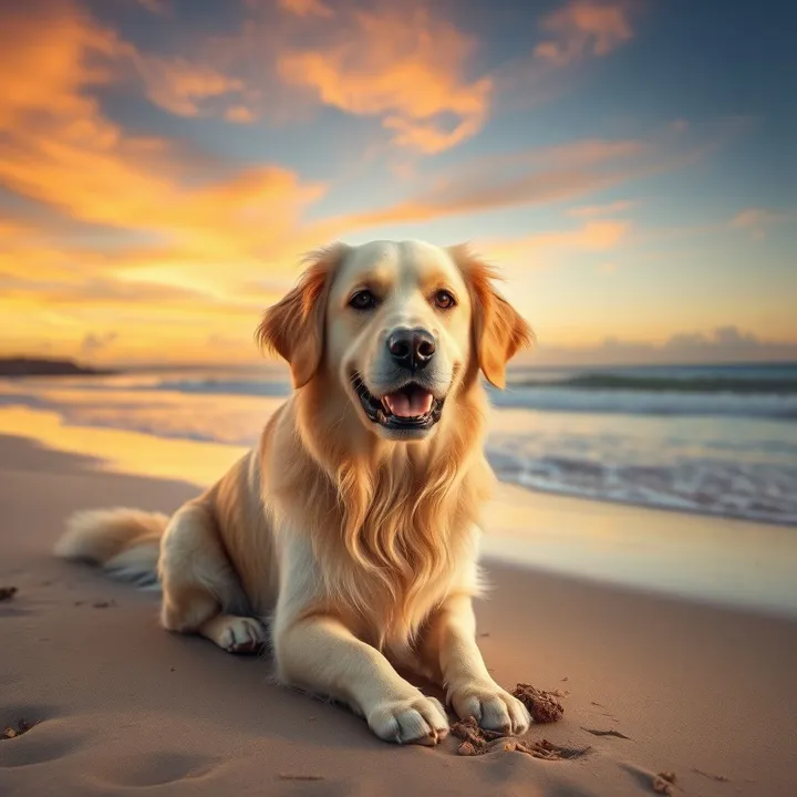 AI-generated photo of a dog on a beach